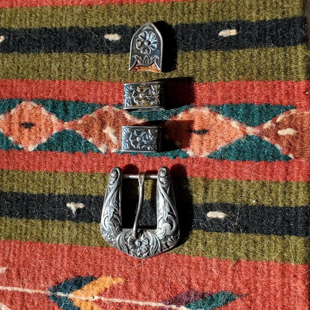 Vintage Sterling Silver Ranger Belt Buckle set